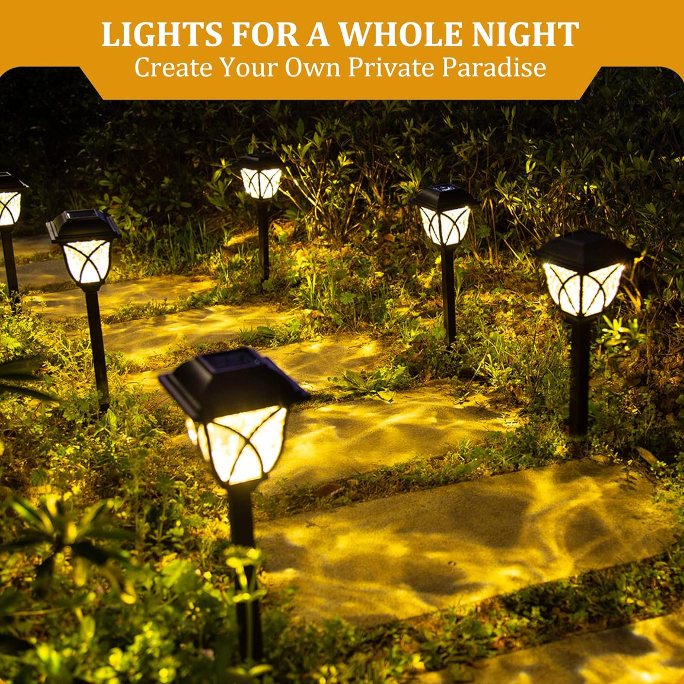 Solar Pathway Garden Lights with Warm White LED and Auto Dusk Sensor, Set of 6