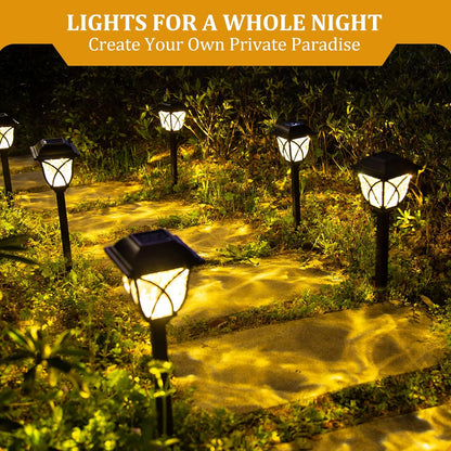 Solar Pathway Garden Lights with Warm White LED and Auto Dusk Sensor, Set of 6