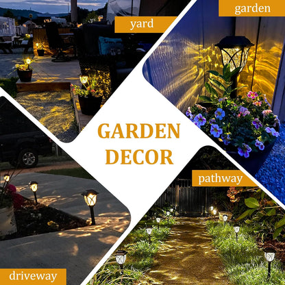 Solar Pathway Garden Lights with Warm White LED and Auto Dusk Sensor, Set of 6