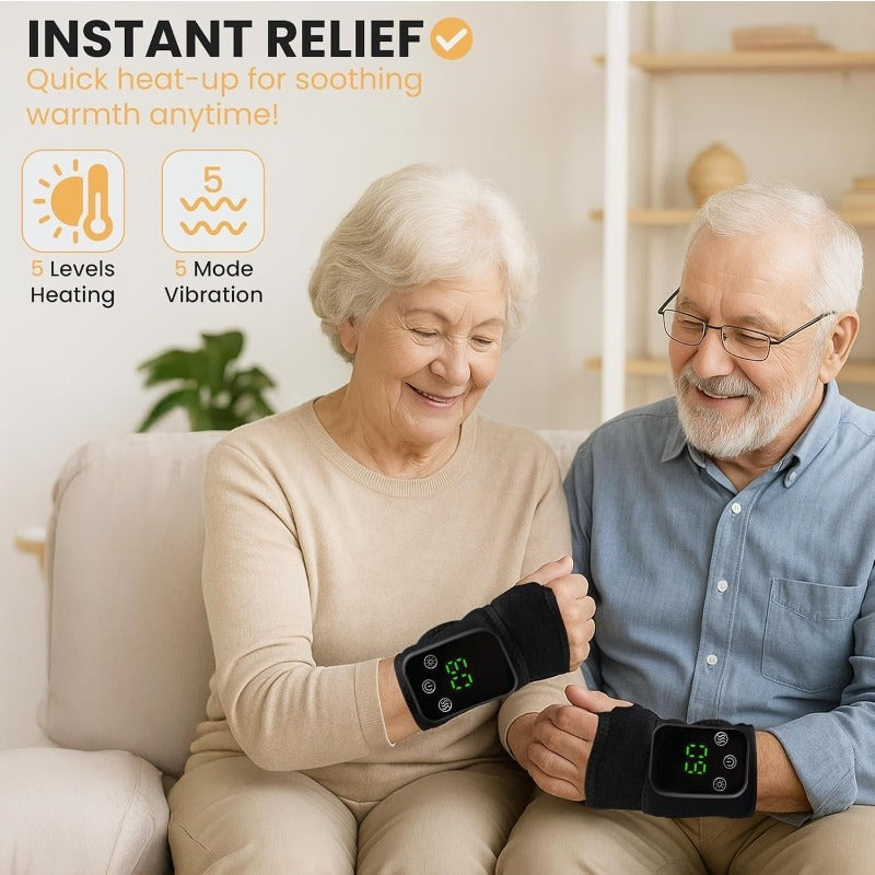 Wrist Massager with Heat and Vibration, Rechargeable with Adjustable Strap