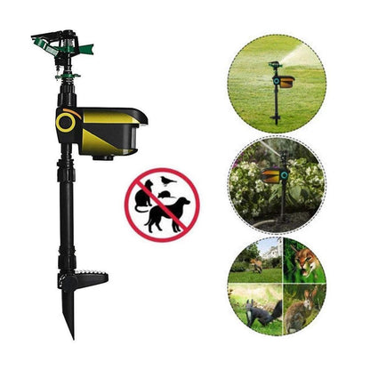 Solar Powered Motion Activated Sprinkler with 300 Degree Coverage and Adjustable Sensitivity