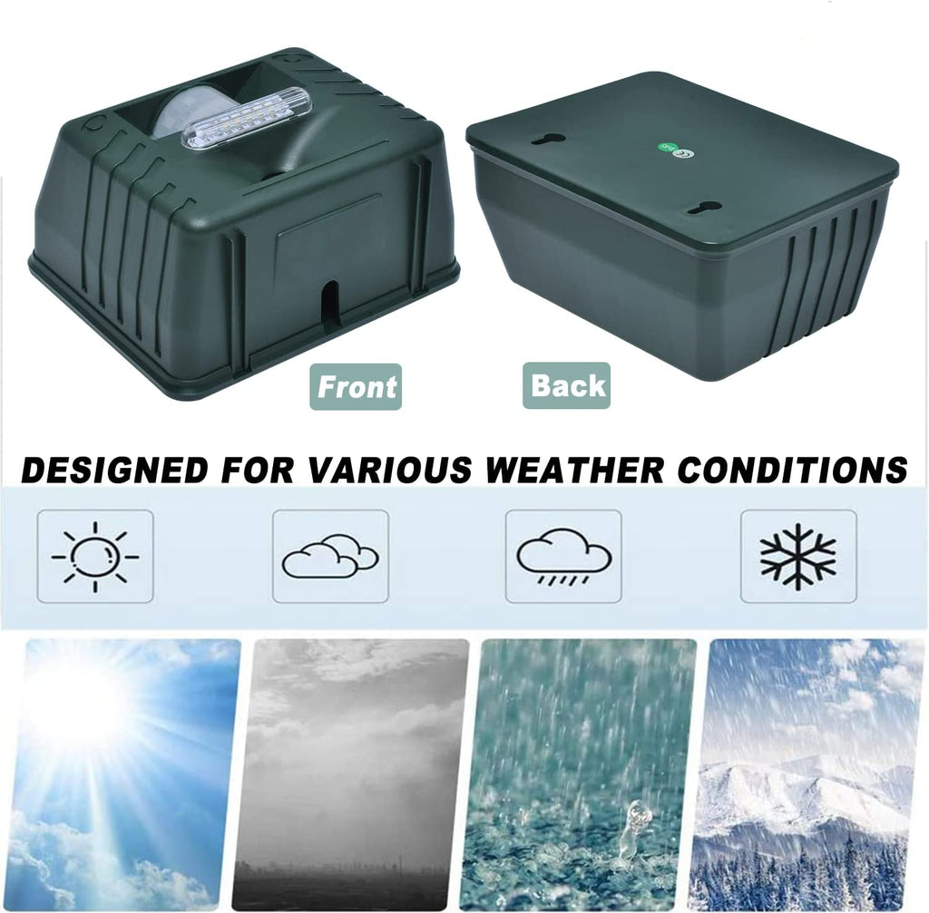 Solar Ultrasonic Bird Repeller with LED Flashing Light and 170 Degree Coverage