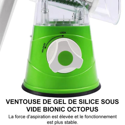 Rotary Vegetable Grater with Three Interchangeable Blades and Suction Feet