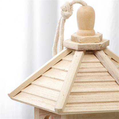Bird Feeder with Transparent Acrylic Panel and Wooden Roof, 10.2x8.2x7.8 Inches
