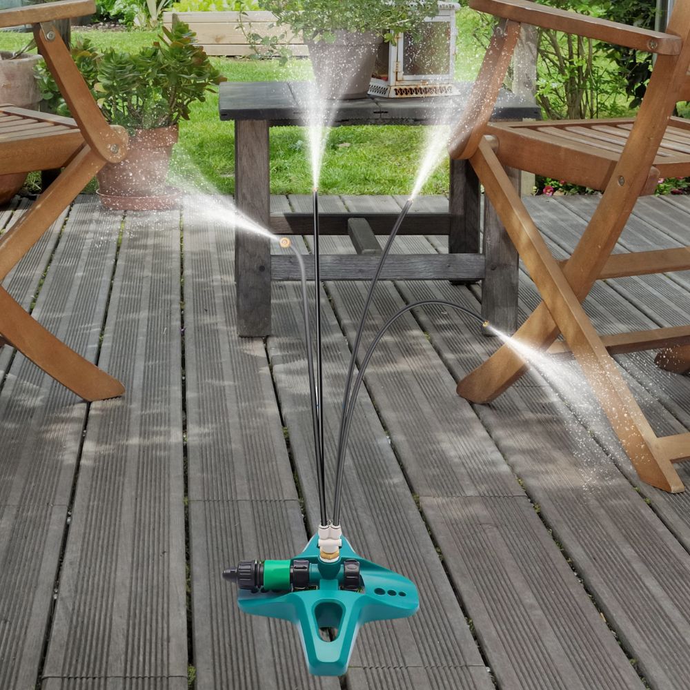 Portable Misting System with Adjustable Nozzle Heads and Garden Hose Connection