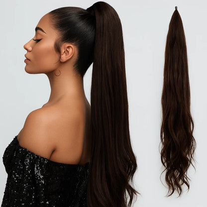 Clip-In Ponytail Extension with Wrap Around Design and Invisible Hairpins