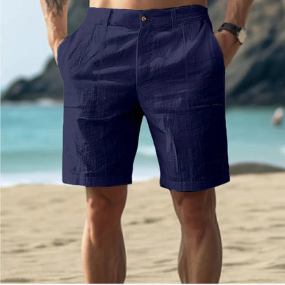 Breathable Linen Shorts for Men with Adjustable Drawstring and Multiple Pockets
