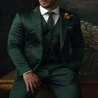 Men's Slim Fit Three Piece Suit with Jacket, Vest and Trousers