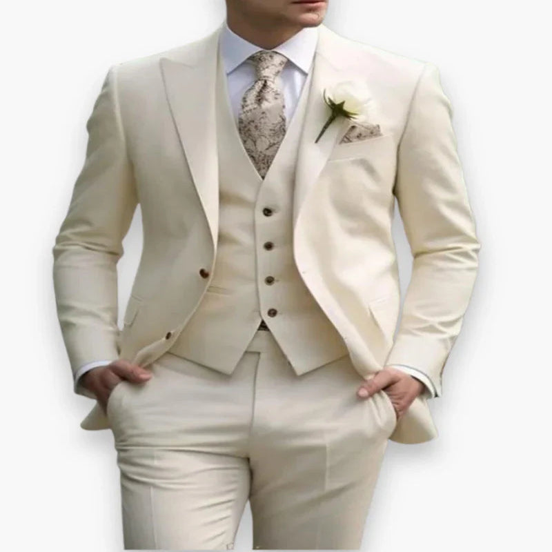 Men's Slim Fit Three Piece Suit with Jacket, Vest and Trousers