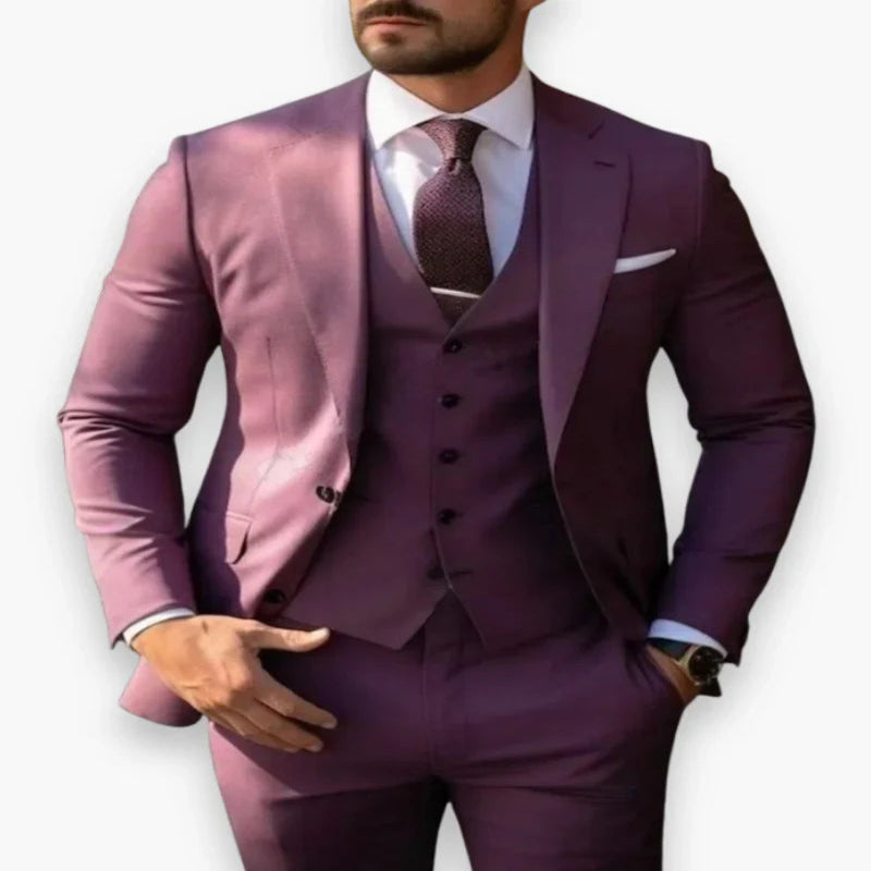 Men's Slim Fit Three Piece Suit with Jacket, Vest and Trousers