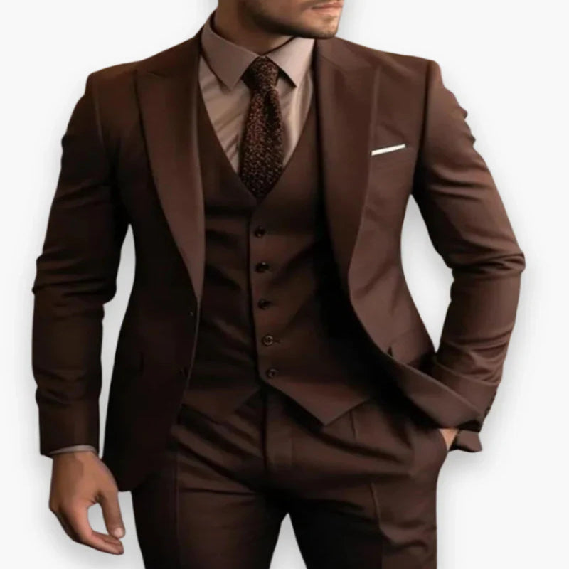 Men's Slim Fit Three Piece Suit with Jacket, Vest and Trousers