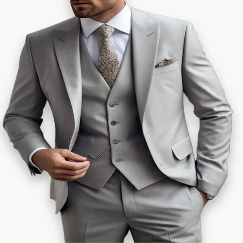 Men's Slim Fit Three Piece Suit with Jacket, Vest and Trousers