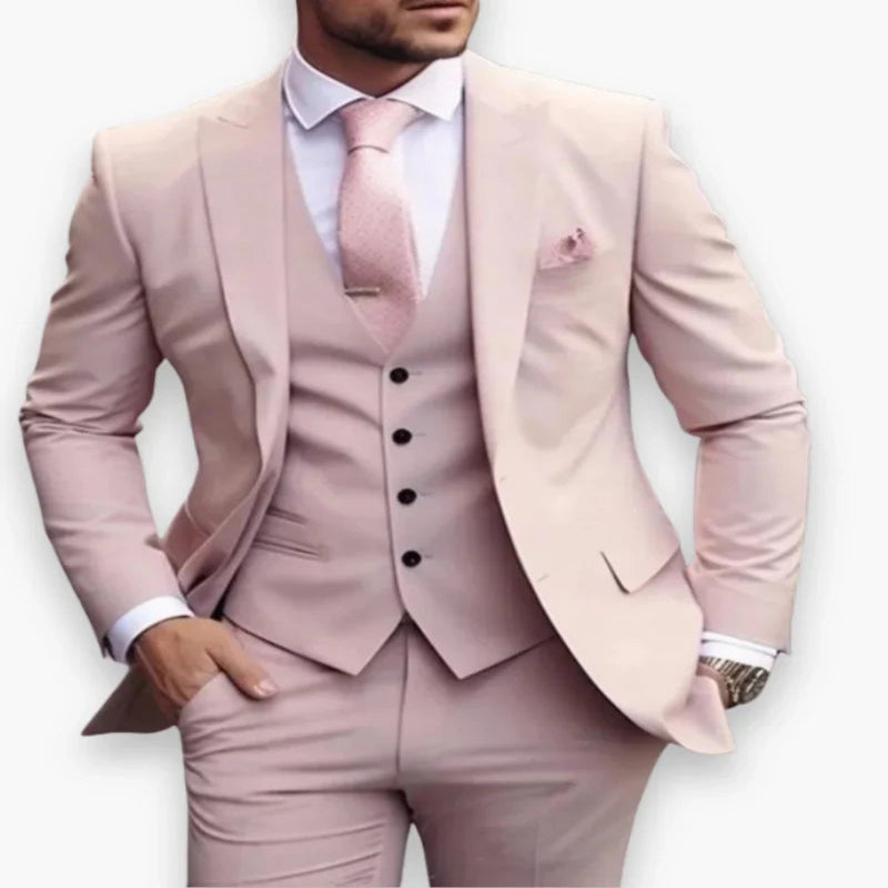 Men's Slim Fit Three Piece Suit with Jacket, Vest and Trousers