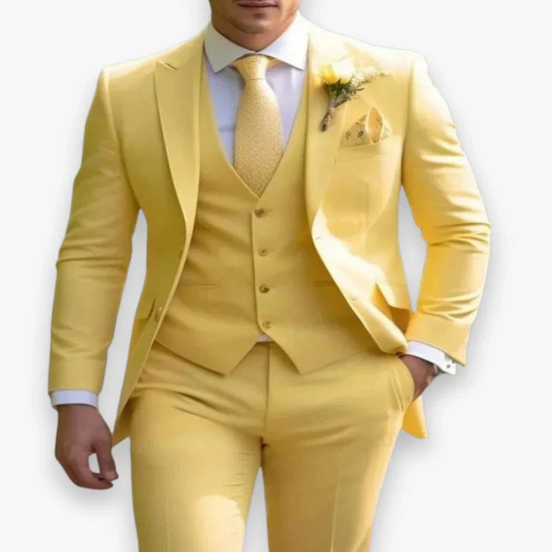 Men's Slim Fit Three Piece Suit with Jacket, Vest and Trousers