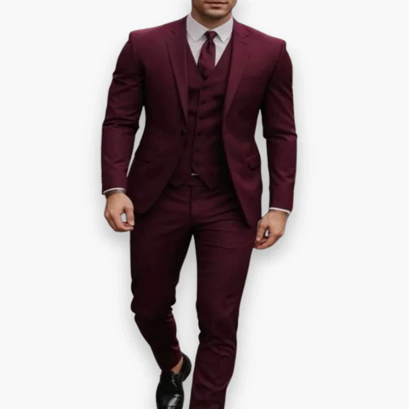 Men's Slim Fit Three Piece Suit with Jacket, Vest and Trousers
