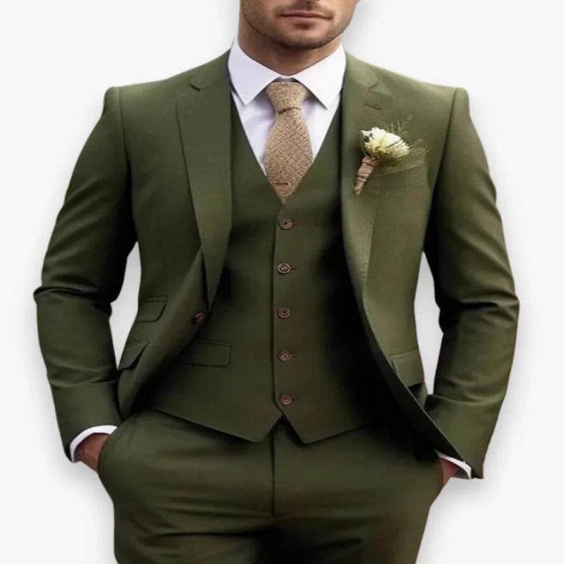 Men's Slim Fit Three Piece Suit with Jacket, Vest and Trousers