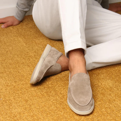 Men's Slip On Suede Loafers with Hand Stitched Build and Grip Sole
