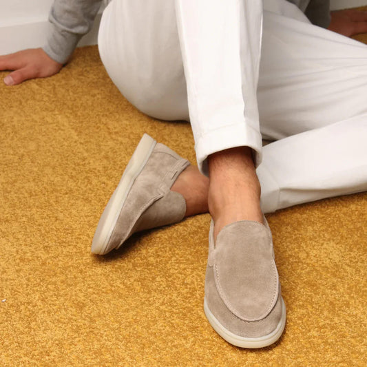 Men's Slip On Suede Loafers with Hand Stitched Build and Grip Sole