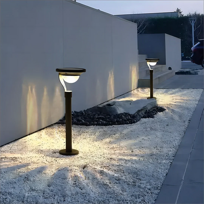 Solar Panel Light with Automatic Nighttime Activation and Weatherproof Housing for Outdoor Pathways