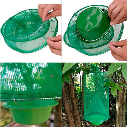 Hanging Fly Trap with Natural Bait and Washable Design for Outdoor Use