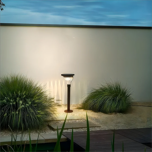 Solar Panel Light with Automatic Nighttime Activation and Weatherproof Housing for Outdoor Pathways