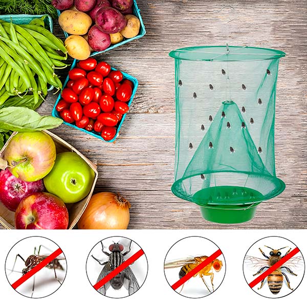 Hanging Fly Trap with Natural Bait and Washable Design for Outdoor Use