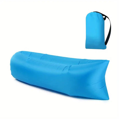 Portable Air Lounger with Hand Inflation and Tear Resistant Polyester, Includes Carrying Bag