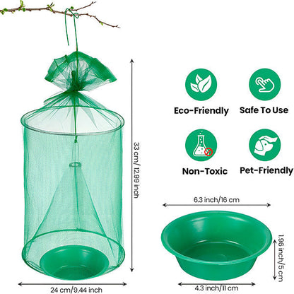 Hanging Fly Trap with Natural Bait and Washable Design for Outdoor Use