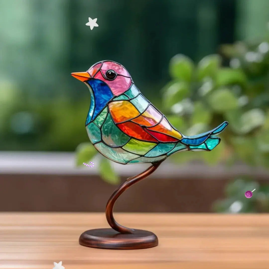 Sunlight Reflecting Bird Ornament with Window Glass Mount