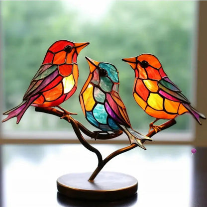Sunlight Reflecting Bird Ornament with Window Glass Mount