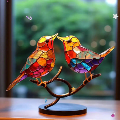 Sunlight Reflecting Bird Ornament with Window Glass Mount