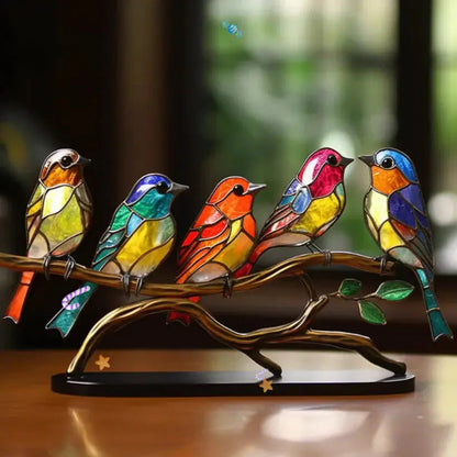 Sunlight Reflecting Bird Ornament with Window Glass Mount