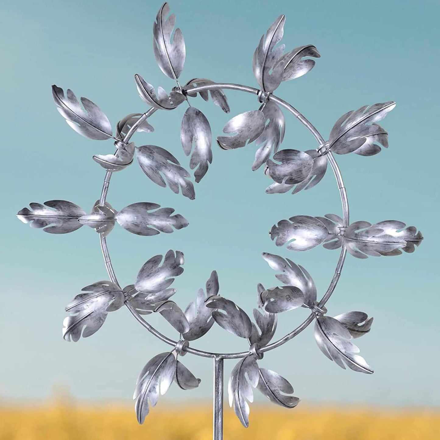Garden Wind Spinner with 20 Rotating Steel Blades and Ball Bearing System