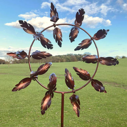 Garden Wind Spinner with 20 Rotating Steel Blades and Ball Bearing System
