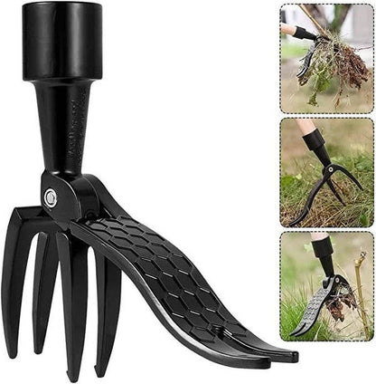 Standing Foot Pedal Garden Weeder with Aluminum Claws and Crossbar Handle