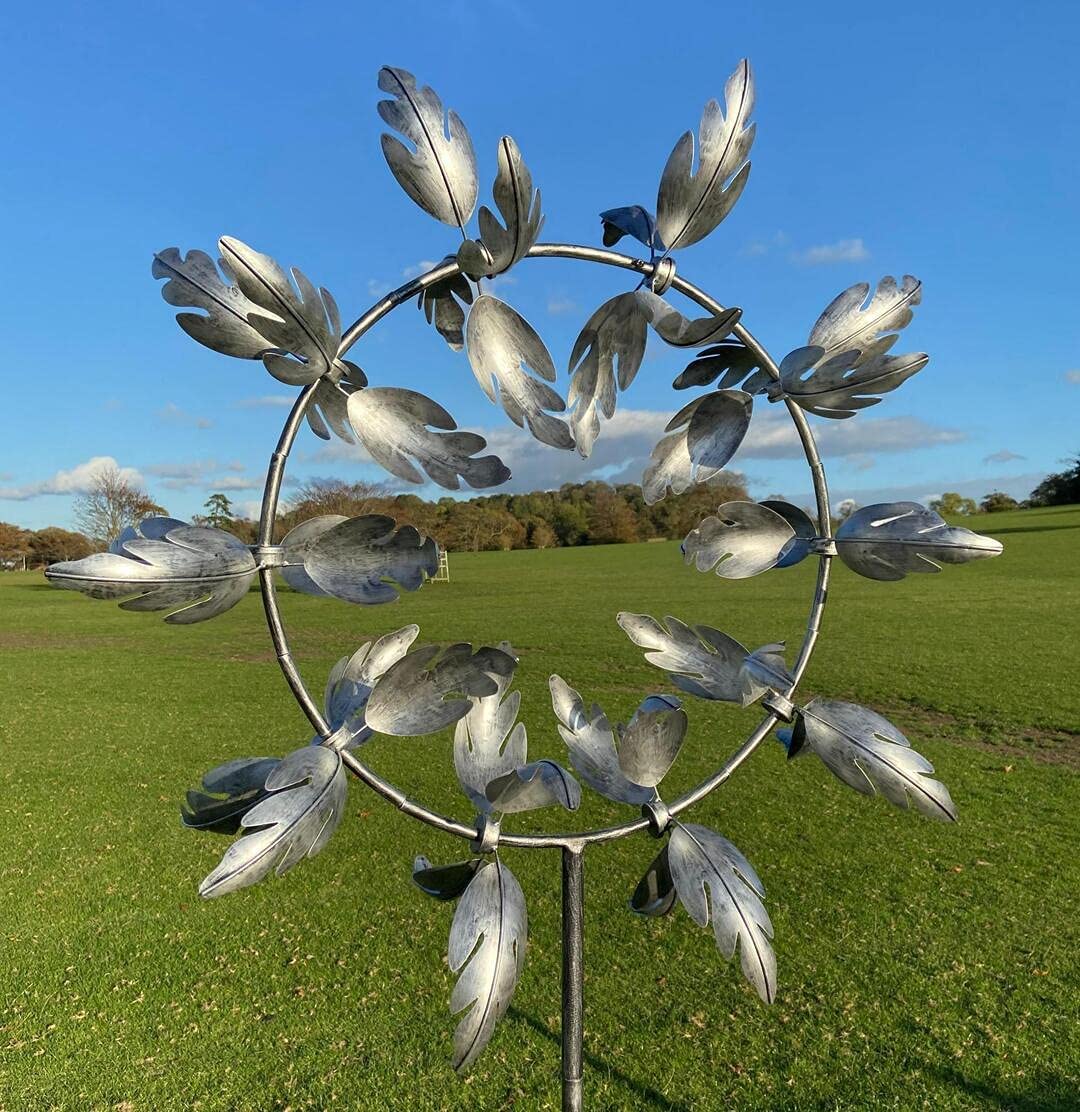Garden Wind Spinner with 20 Rotating Steel Blades and Ball Bearing System
