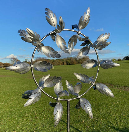 Garden Wind Spinner with 20 Rotating Steel Blades and Ball Bearing System