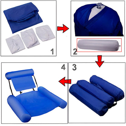 Floating Pool Chair with Angled Backrest and Quick Valve Inflation
