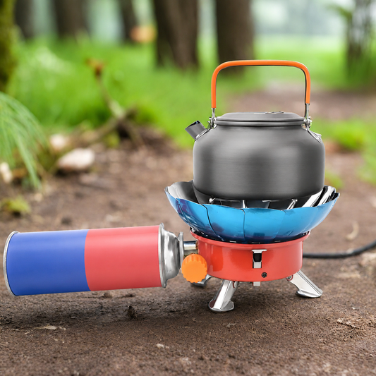 Portable Gas Stove with Wind Shield and Flame Control, 2800W Burner