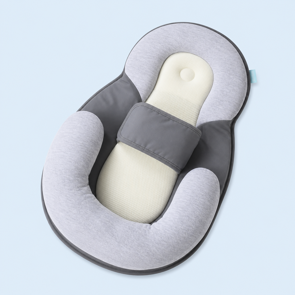 Inclined Baby Bed with Wraparound Belt and Cushioned Headrest, 10 Degree Angle