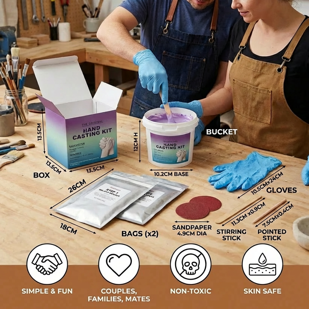 3D Handprint Plaster Kit with Fine Detail Capture and Quick Setting, Customizable Cast