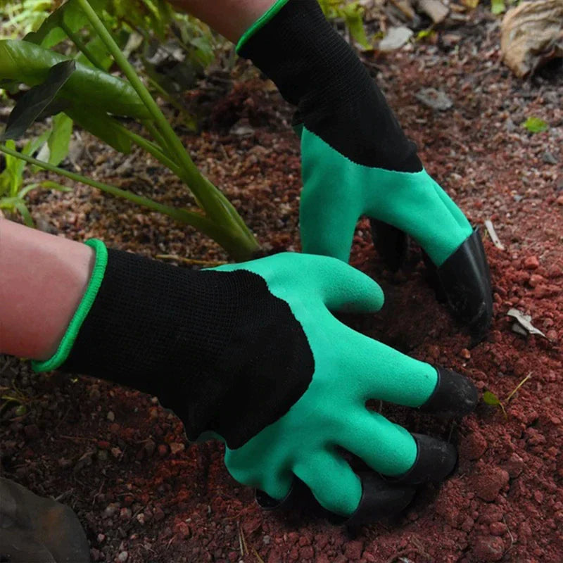 Garden Gloves with Four Fingertip Claws and Water Resistant Coating
