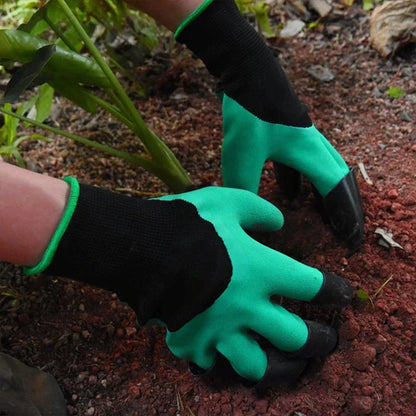 Garden Gloves with Four Fingertip Claws and Water Resistant Coating