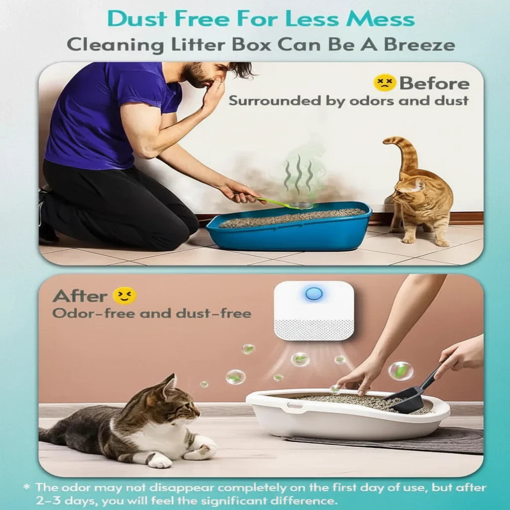 Motion Sensor Air Purifier for Cat Litter Boxes with 99% Odor Removal