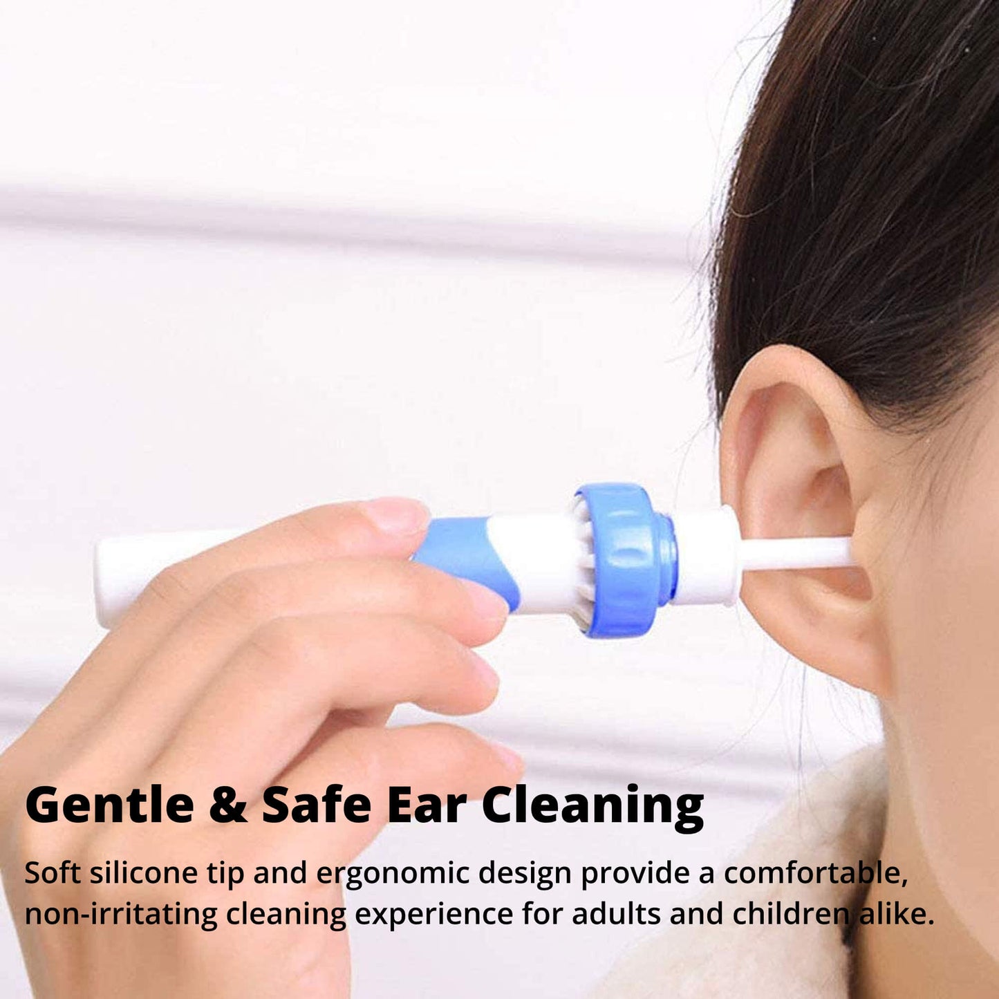 Electric Ear Wax Suction Tool with Silicone Tip and Ergonomic Handle, 60-Minute Battery