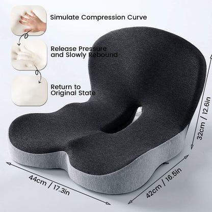 Memory Foam Seat Cushion with Anti Slip Base and Washable Cover