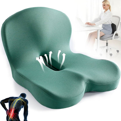 Memory Foam Seat Cushion with Anti Slip Base and Washable Cover