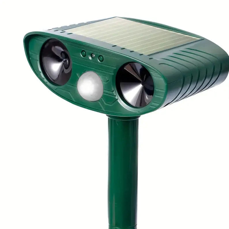 Motion Activated Animal Repeller with Ultrasonic Sound and LED Flashes, Solar Powered