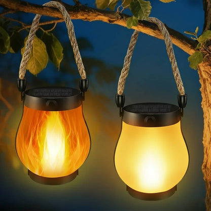 Flickering Solar Hanging Lantern with Dual Charging and Flame Mode