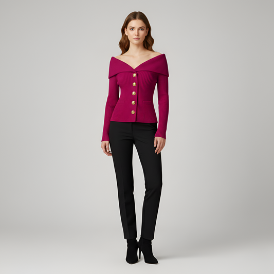 Ribbed Cotton Fitted Cardigan